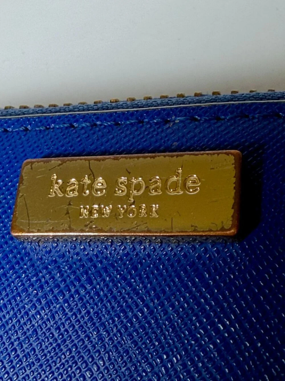 Kate Spade Neda Newbury Lane Zip Wallet Royal Blue Gold Hardware